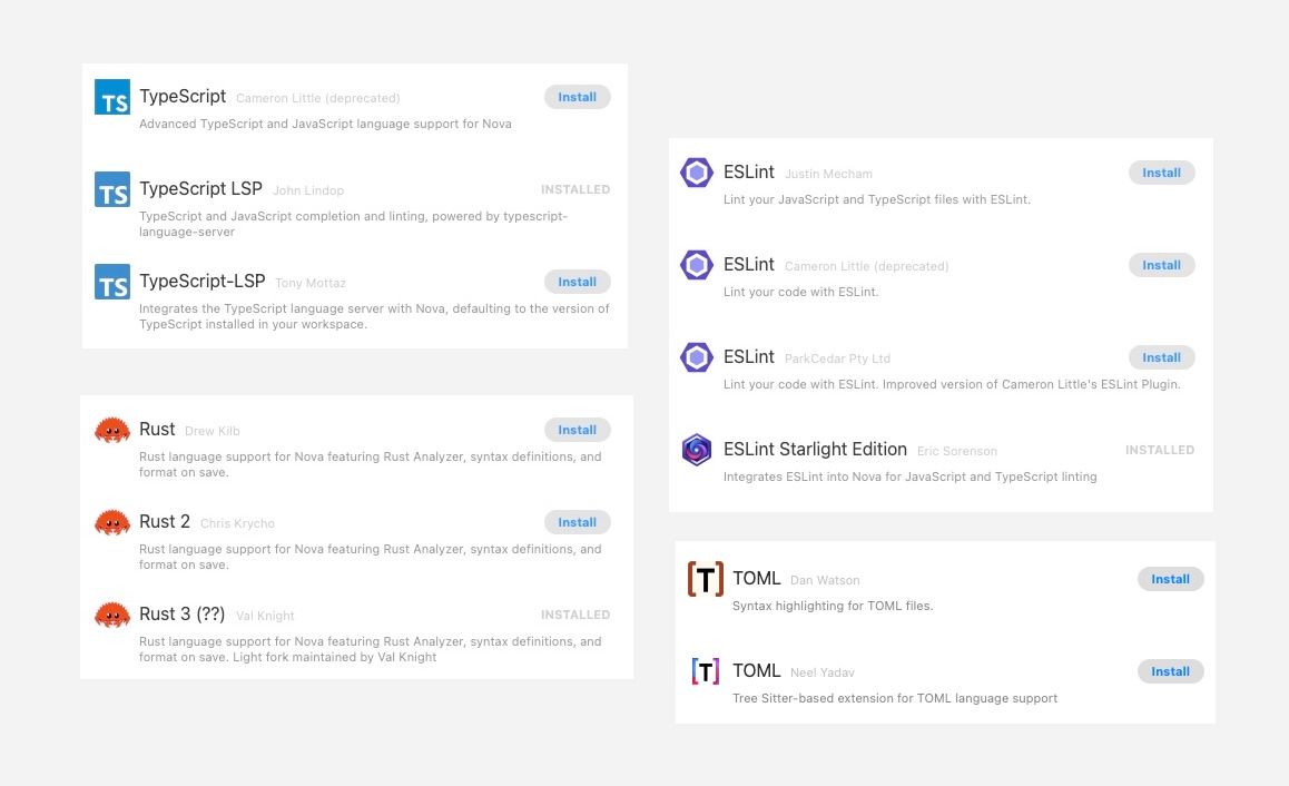 Collage of Nova extensions.