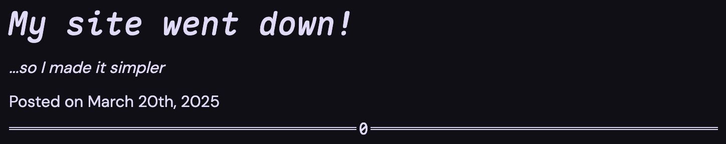 Screenshot of my blog, with an old rounded monospace heading font.