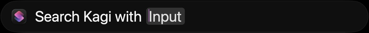 A screenshot of Spotlight showing a shortcut asking for input.