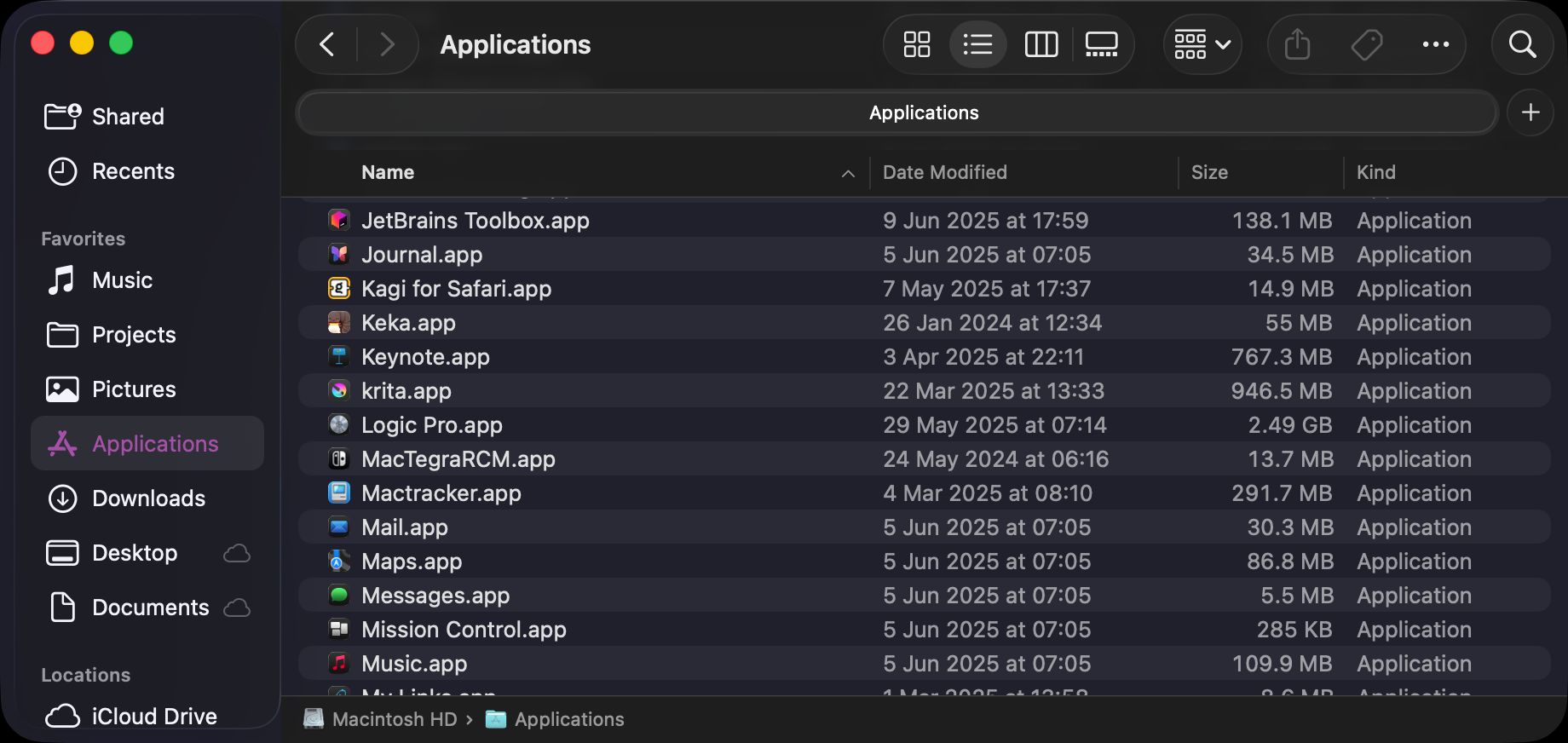 Screenshot of the new Finder application in macOS Tahoe