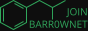 Green text says 'Join Barr0wnet'. Enclosing the text is a scientific diagram of the chemical alpha-methyl.